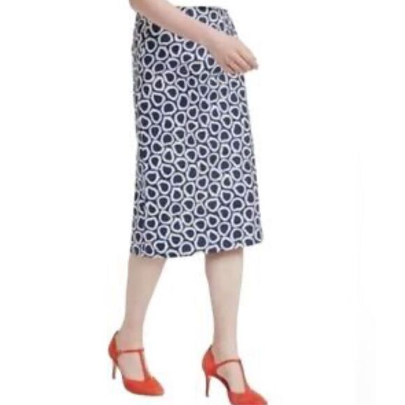 Boden woman’s 16R Pencil A line Skirt Geometric Print Blue & White career New - Picture 1 of 6